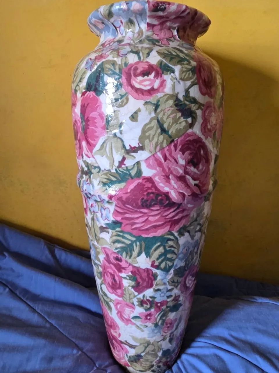 Vaso  de cerâmia  com decoupage  54cm - Foto 2