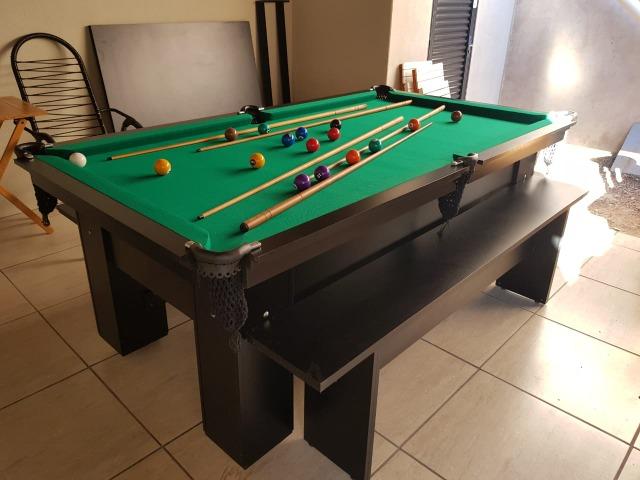 Mesa com 4 Pés | Mesa Preta | Tecido Verde | Modelo: FIDN7366 - Foto 2