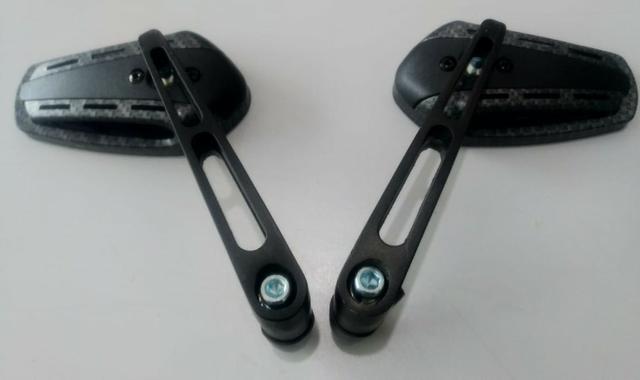Espelho retrovisor esportivo preto/ carbono para moto aluminio e abs - Foto 8