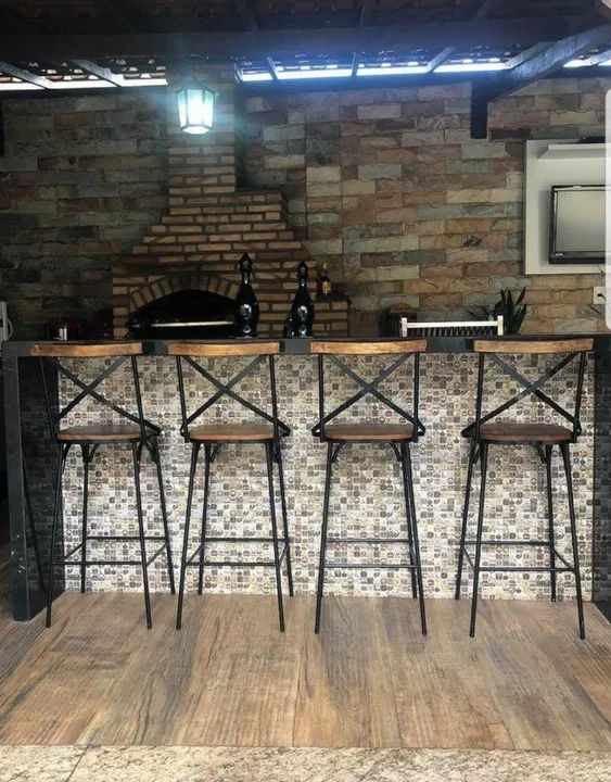 Banqueta Alta Fixa Vintage 