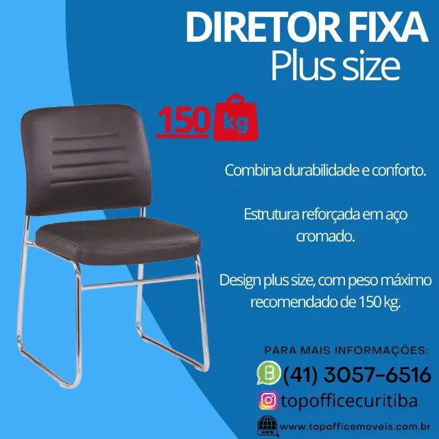 Cadeira Diretor Plus Size - Cadeira para Obeso - Cadeira Fixa Force - Cadeira para 150kg