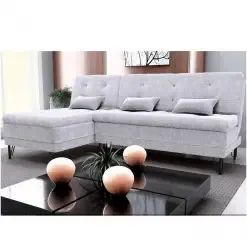 Sofá Cama Nice com Chaise 3 Lugares Encosto Reclinável 200cm Tecido Linho Matrix - Foto 2