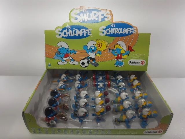 Schleich Kit Smurfs Olimpíadas 30 Unidades Raridade Colecionável, Marca Alemã Schleich