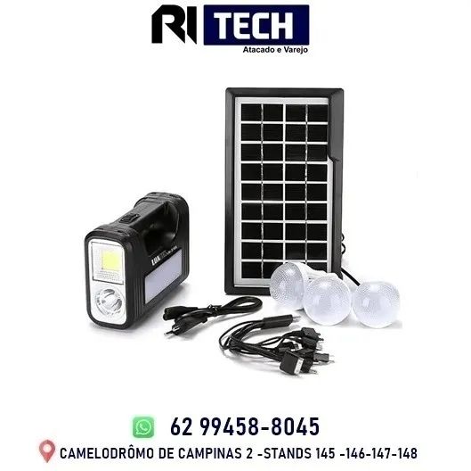 Kit Placa Solar Portatil 3 Lampadas Led Luz Emergencia  Sistema De Luz Solar
