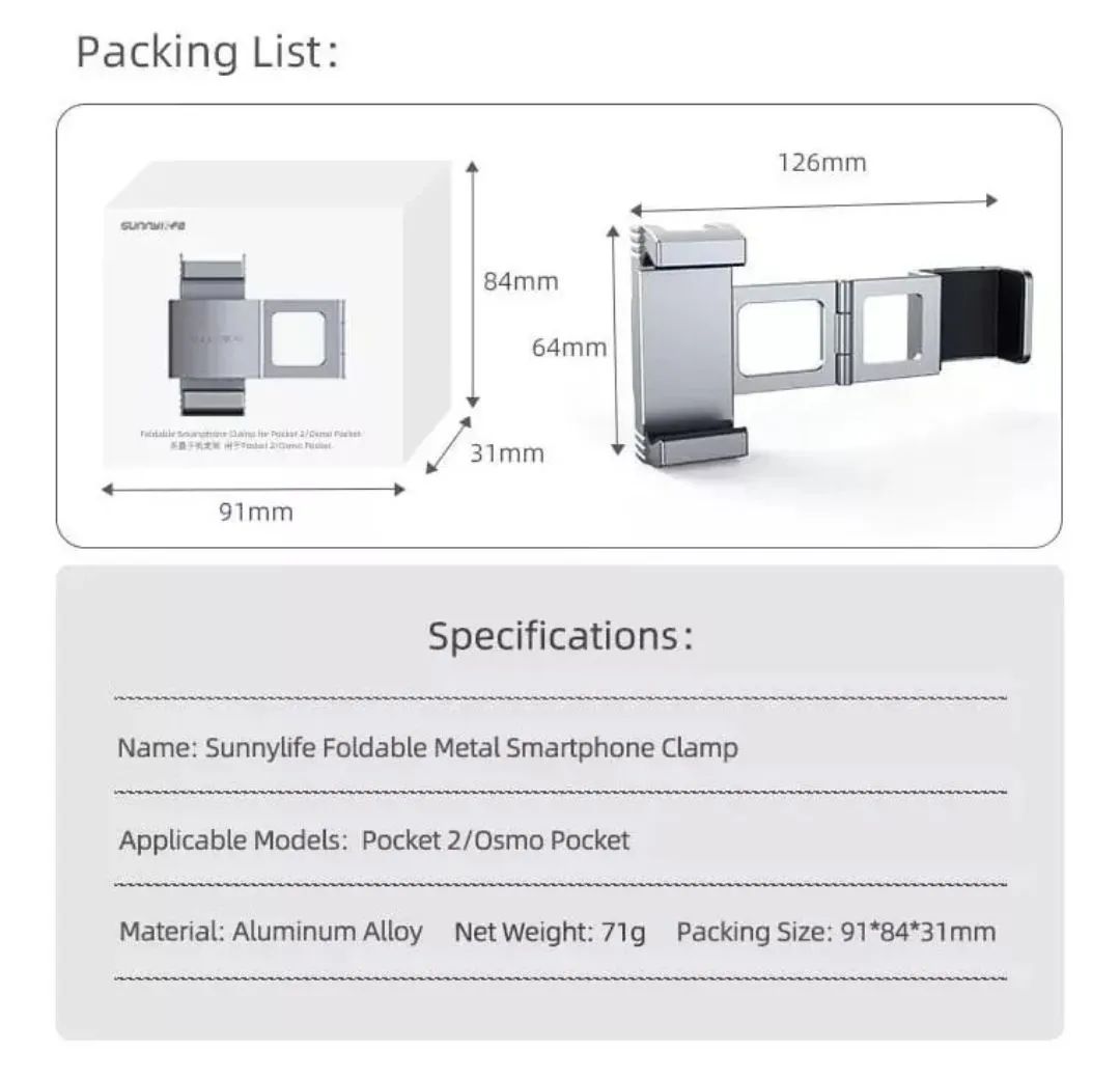 Suporte para Câmera Celular DJI OSMO Pocket 2 Alumínio - NOVO - Foto 4