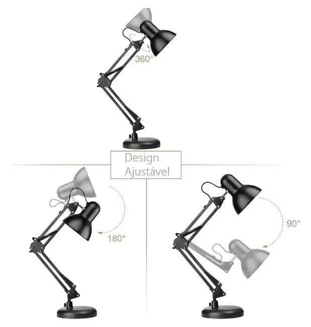 Luminária de Mesa Abajur Articulável Quarto e Escritório - Foto 4