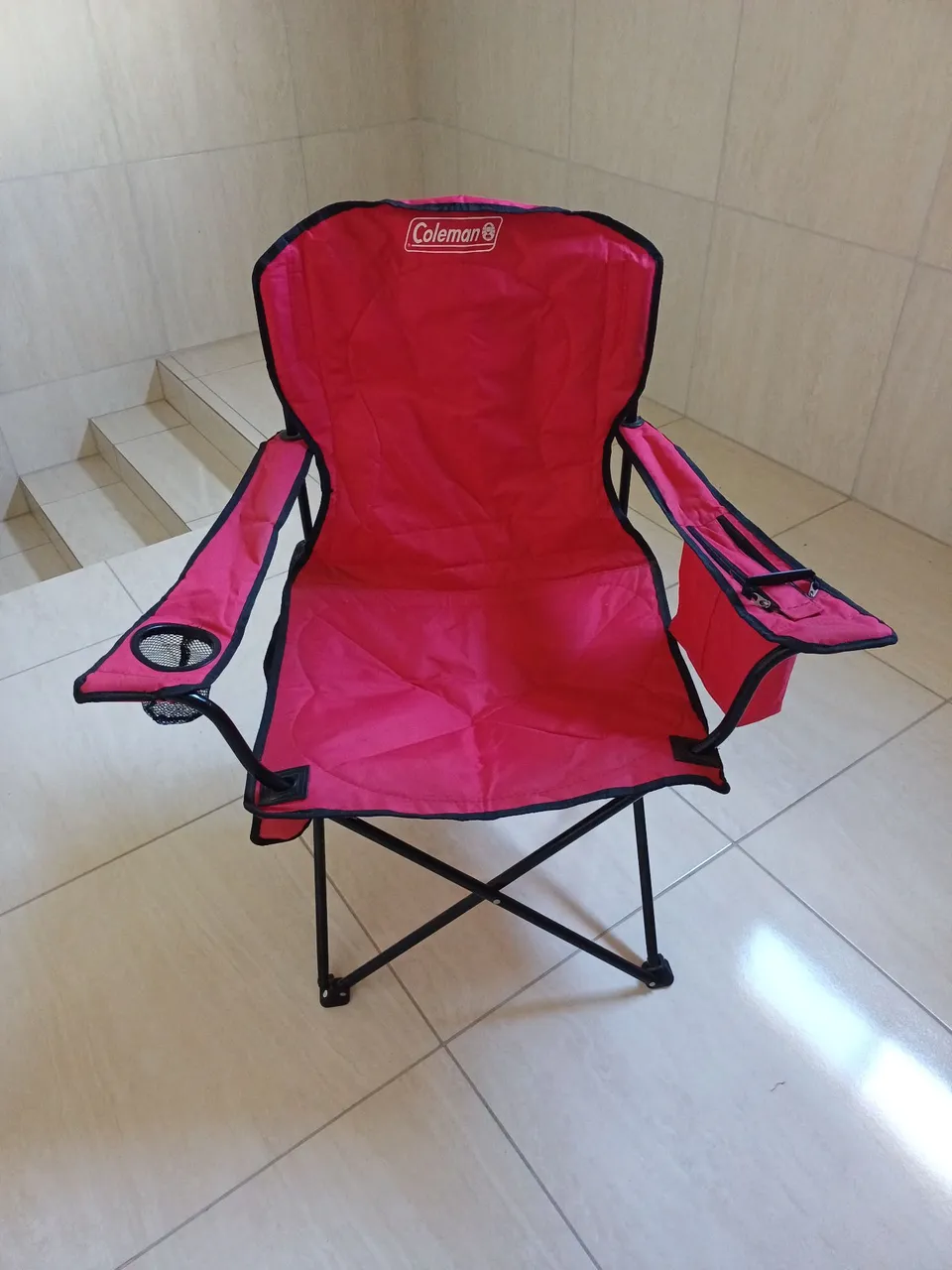 Cadeira dobrável com bolsa térmica em alumínio camping ou praia original Coleman.
