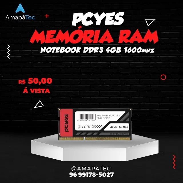 Memória Ram Ddr3 4gb 1600 Mhz para Notebook