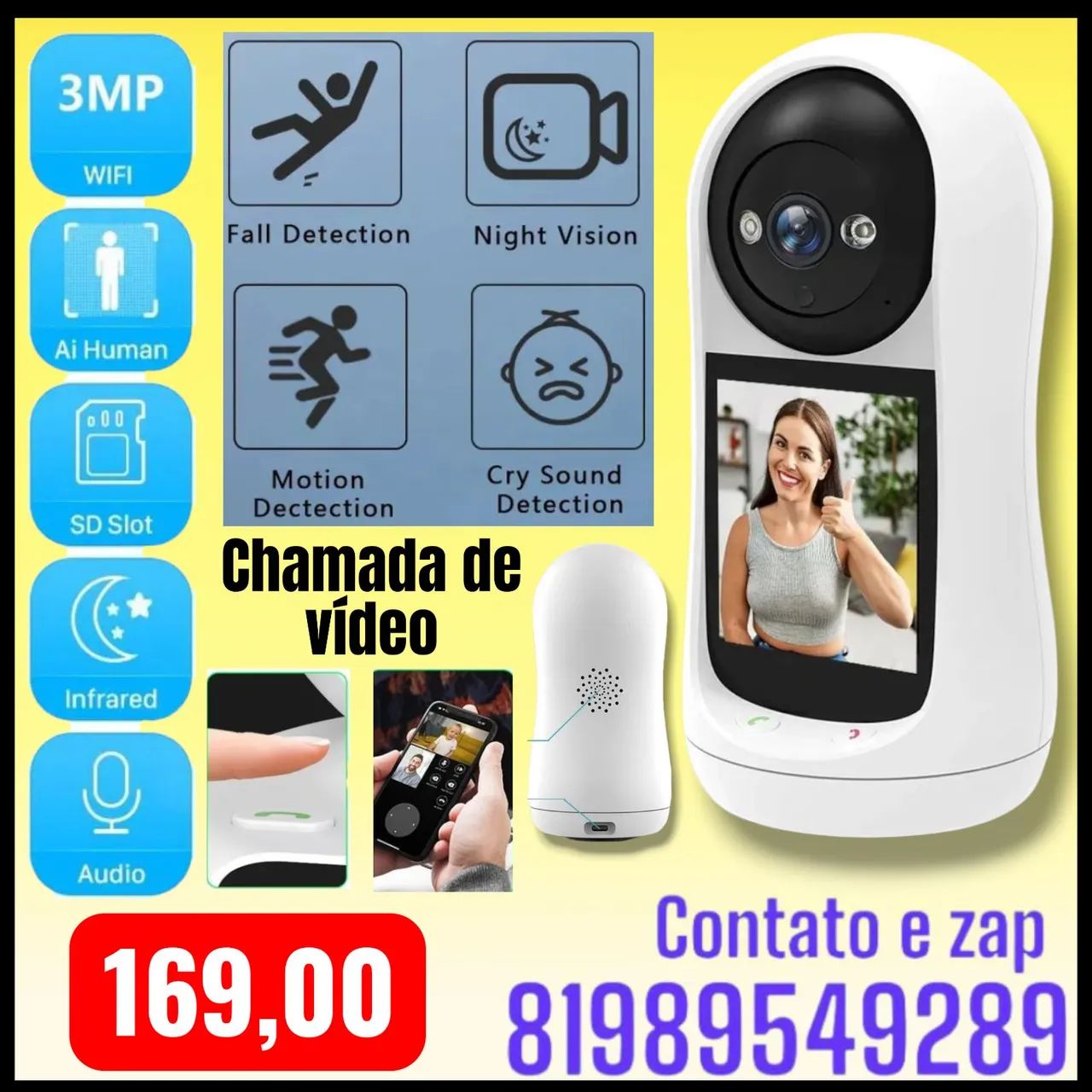 Câmara de segurança com vídeo chamada 
