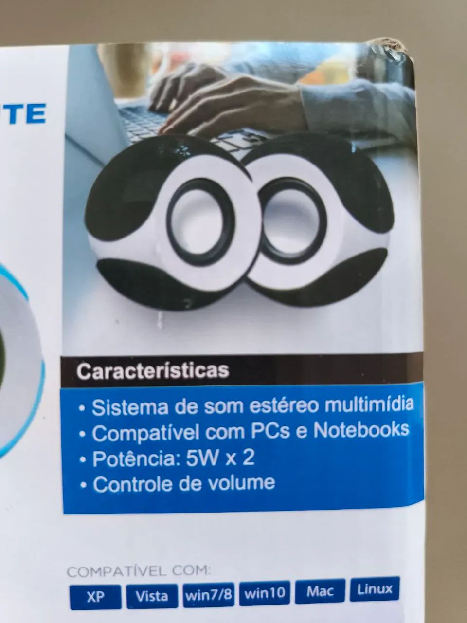 Mini caixa de som para notebook cor preta - Foto 2