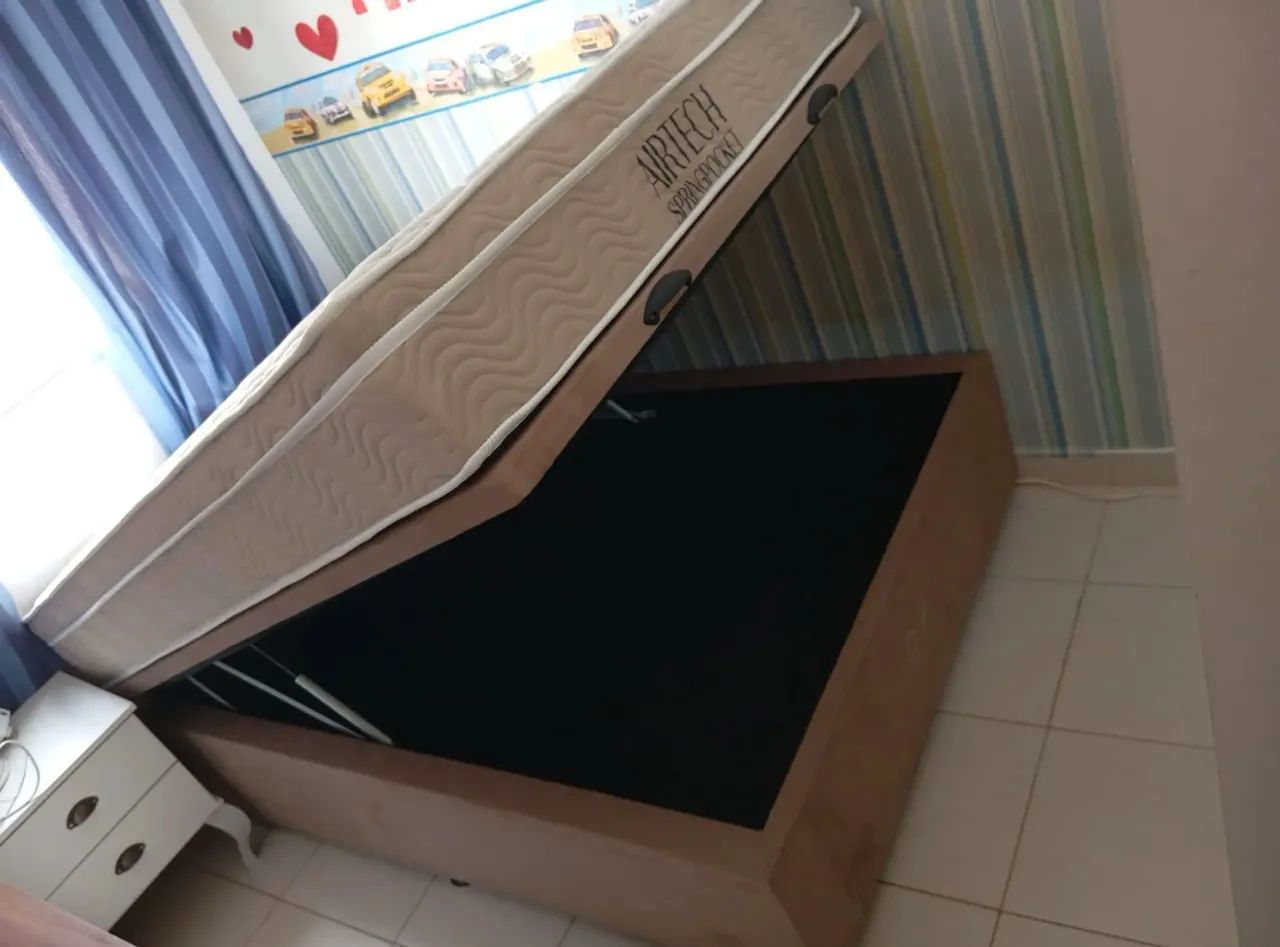 Cama Box Baú Ortobom Base Bege + Colchão Ortobom ( Pronta Entrega )