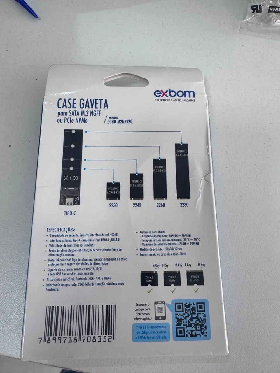 Case Gaveta para SSD M.2 NGFF ou PCIe NVMe - Foto 2