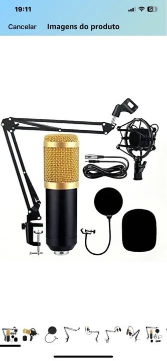 Microfone de mesa com braço articulado