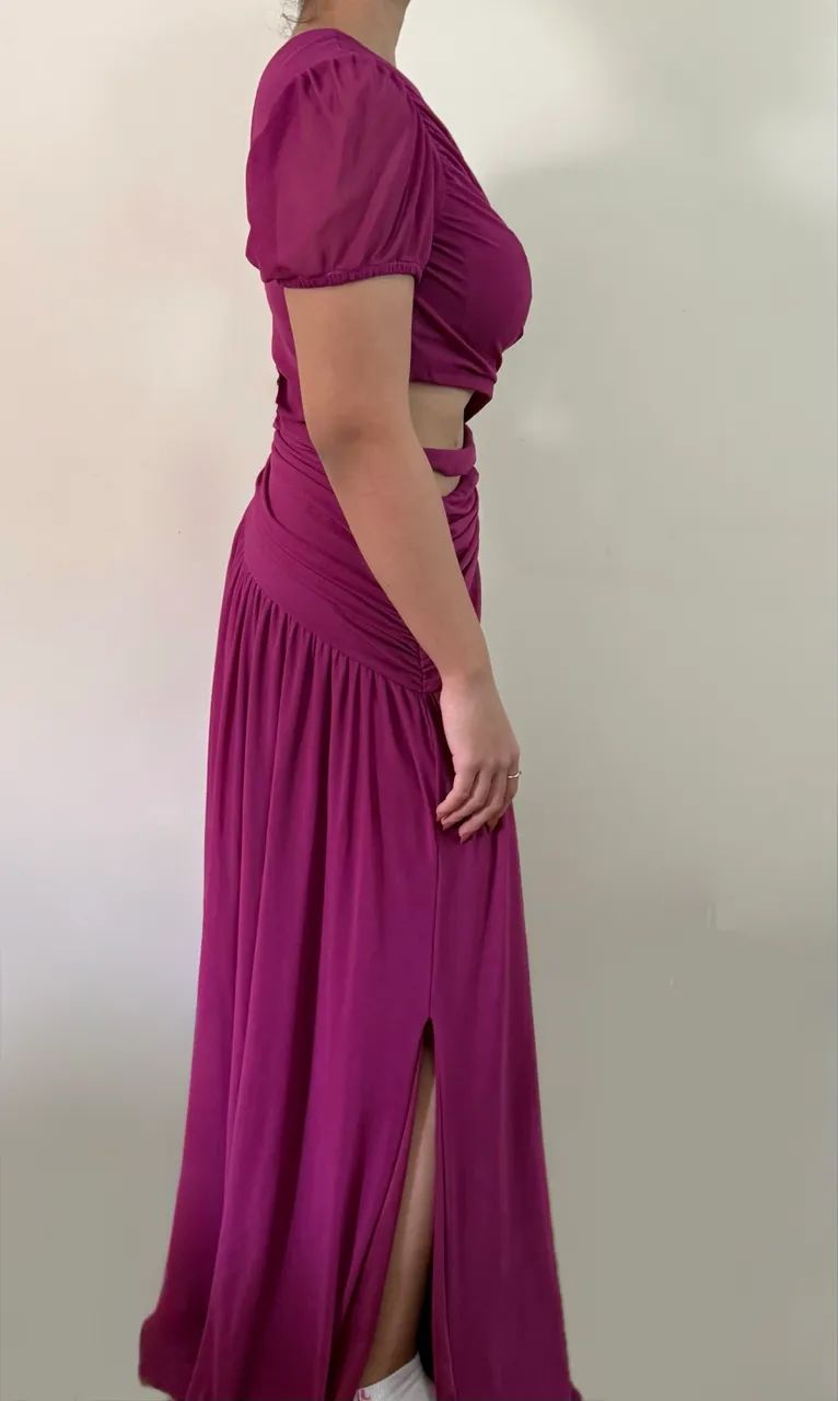 Vestido Longo Drapeado Fúcsia - Foto 3