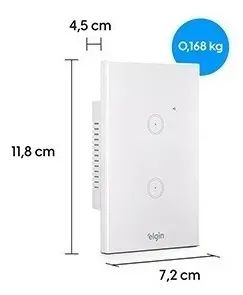 Interruptor Inteligente 2 Botões Wi-fi Smart Touch - Elgin - Foto 2