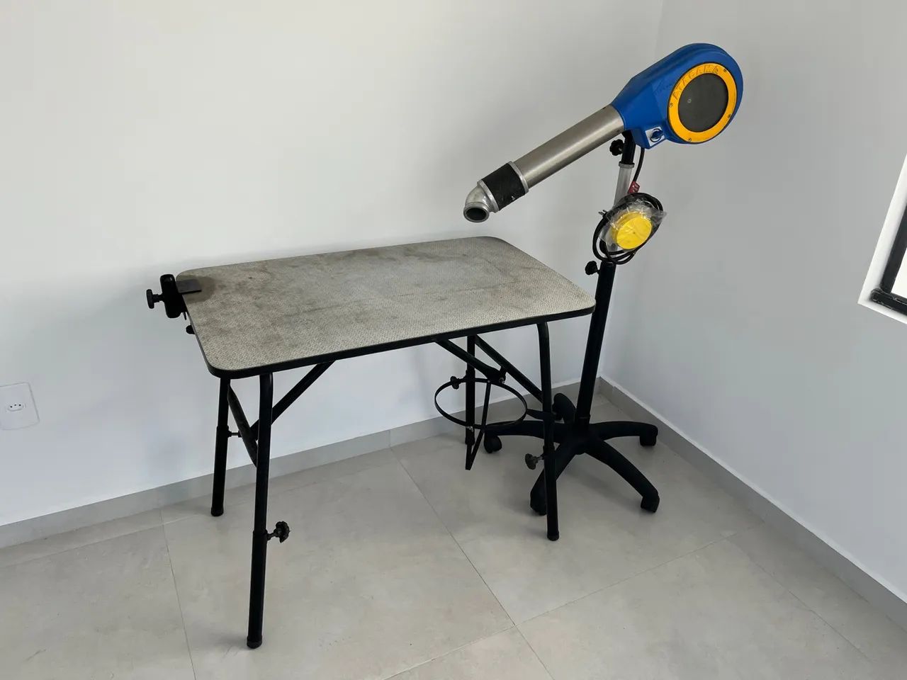 Secador e mesa para tosa em Pet 