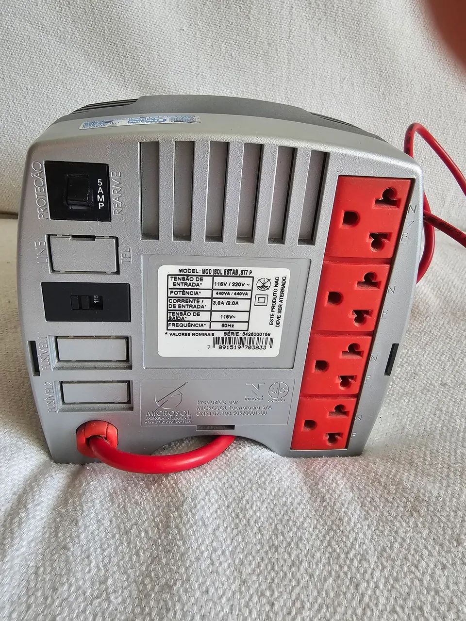 Estabilizador Isolador Microsol, 110-220v, permite conexão de 4 aparelhos - Foto 3