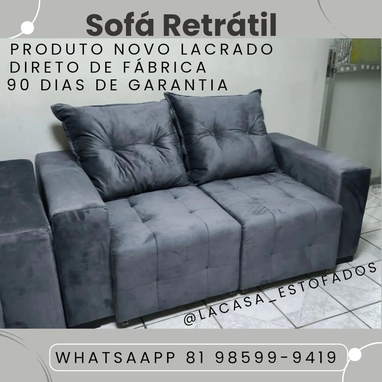 Sofá Retrátil - Novo e com Garantia64842100742657120