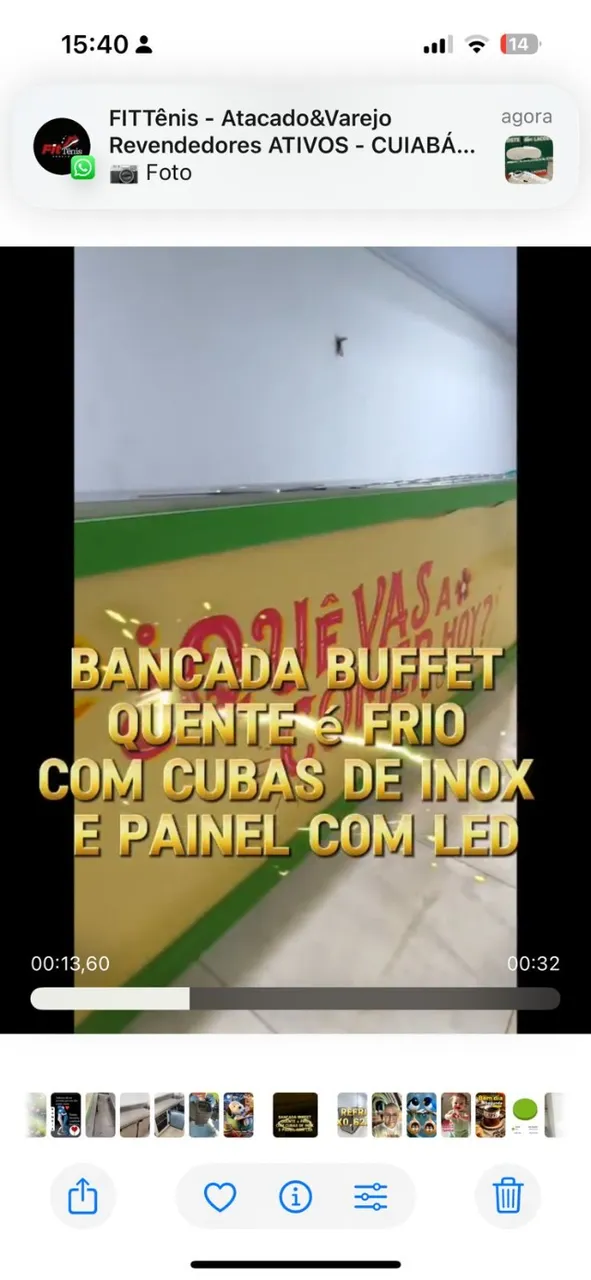 Balcão Buffet Quente e Frio com Armário projetado e luz de led.