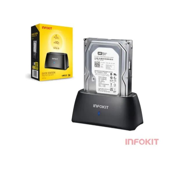 Dock Station Para Hd e Ssd Usb 3.0 Sata 2.5 e 3.5 Infokit