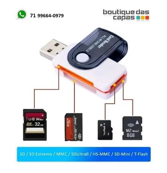 LEITOR CARTÃO DE MEMORIA MICRO SD E SD OTG USB 2.0 CARD READER