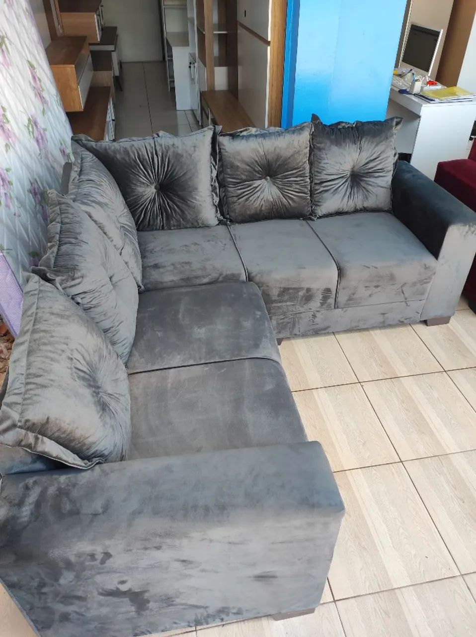 Sofá de Canto Cinza Elegante e Confortável novo - Foto 3