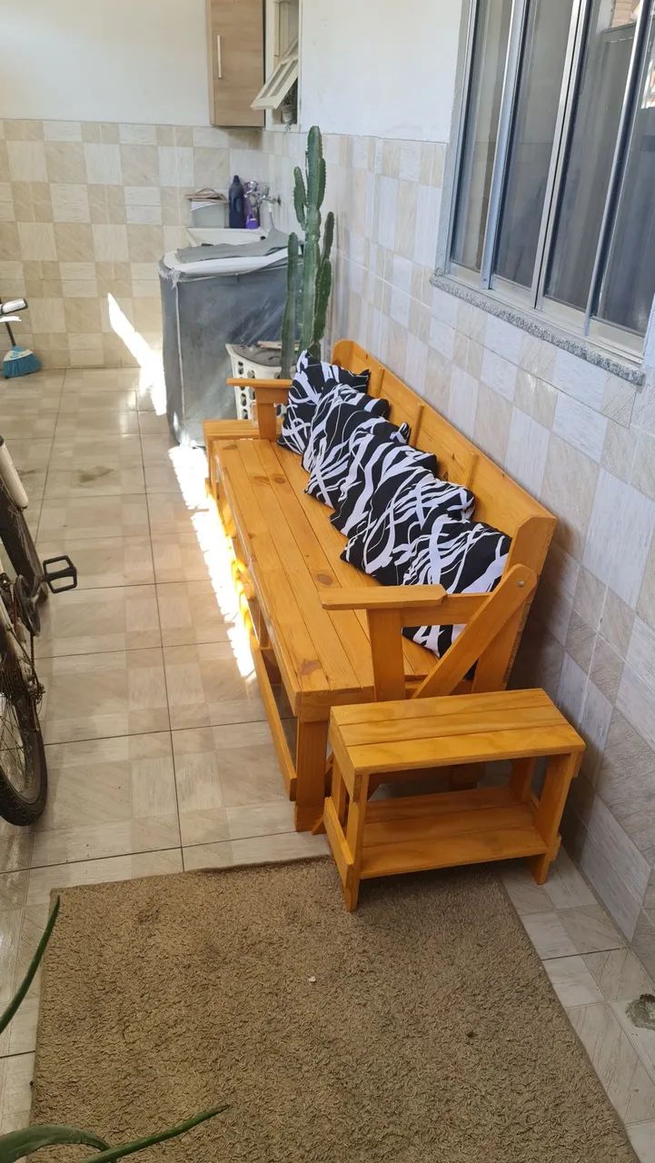 Banco que Vira Mesa de Madeira Rústica64187453818497120