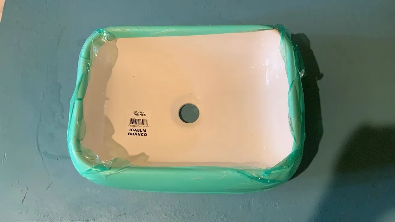 Cuba para Banheiro de Apoio Louça Retangular Branca 41x31cm Cannes Sensea