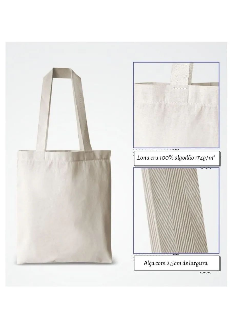 Ecobag 100% algodão cru 30x40