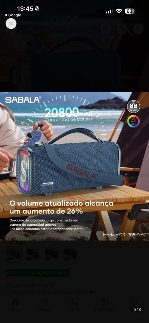 Sabala DR908 Pro Azul - muito nova completa !!! - Foto 2