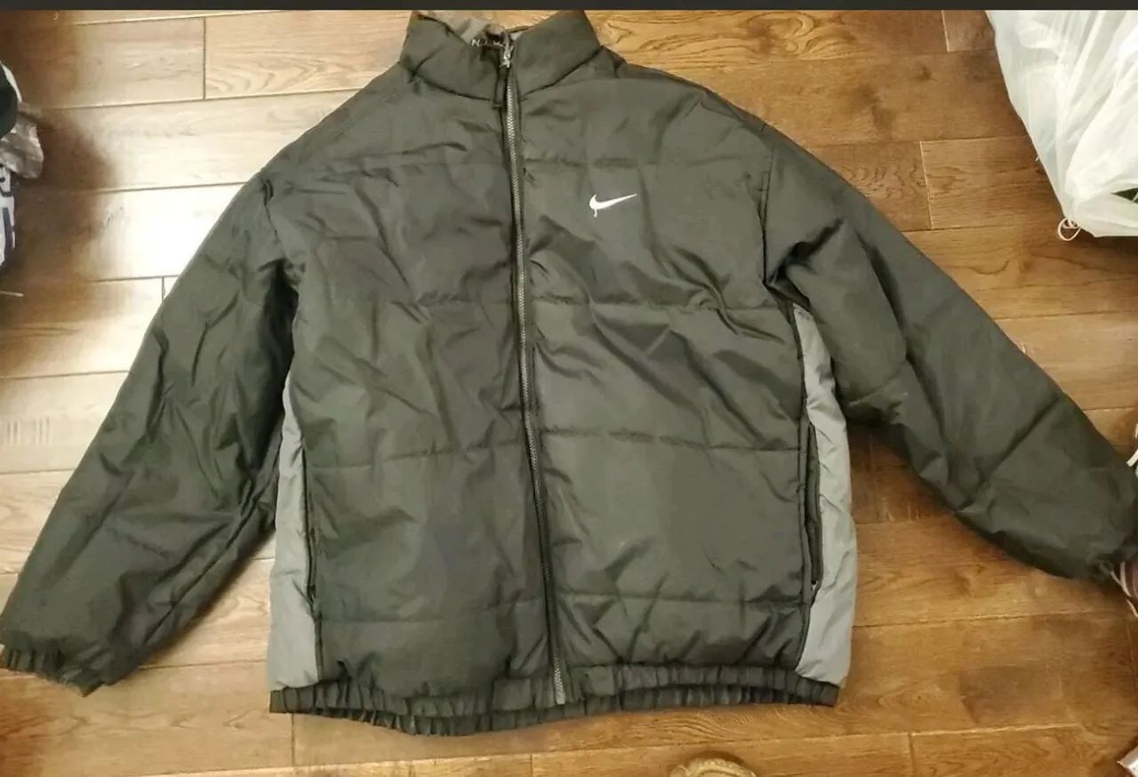 m+ jaqueta masculina nike reversível cinza nylon dupla face