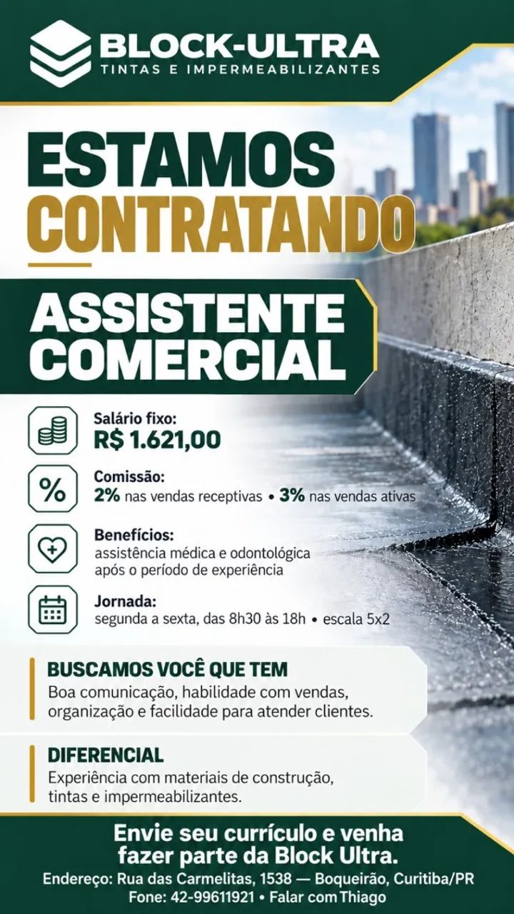 Vaga Assistente Comercial