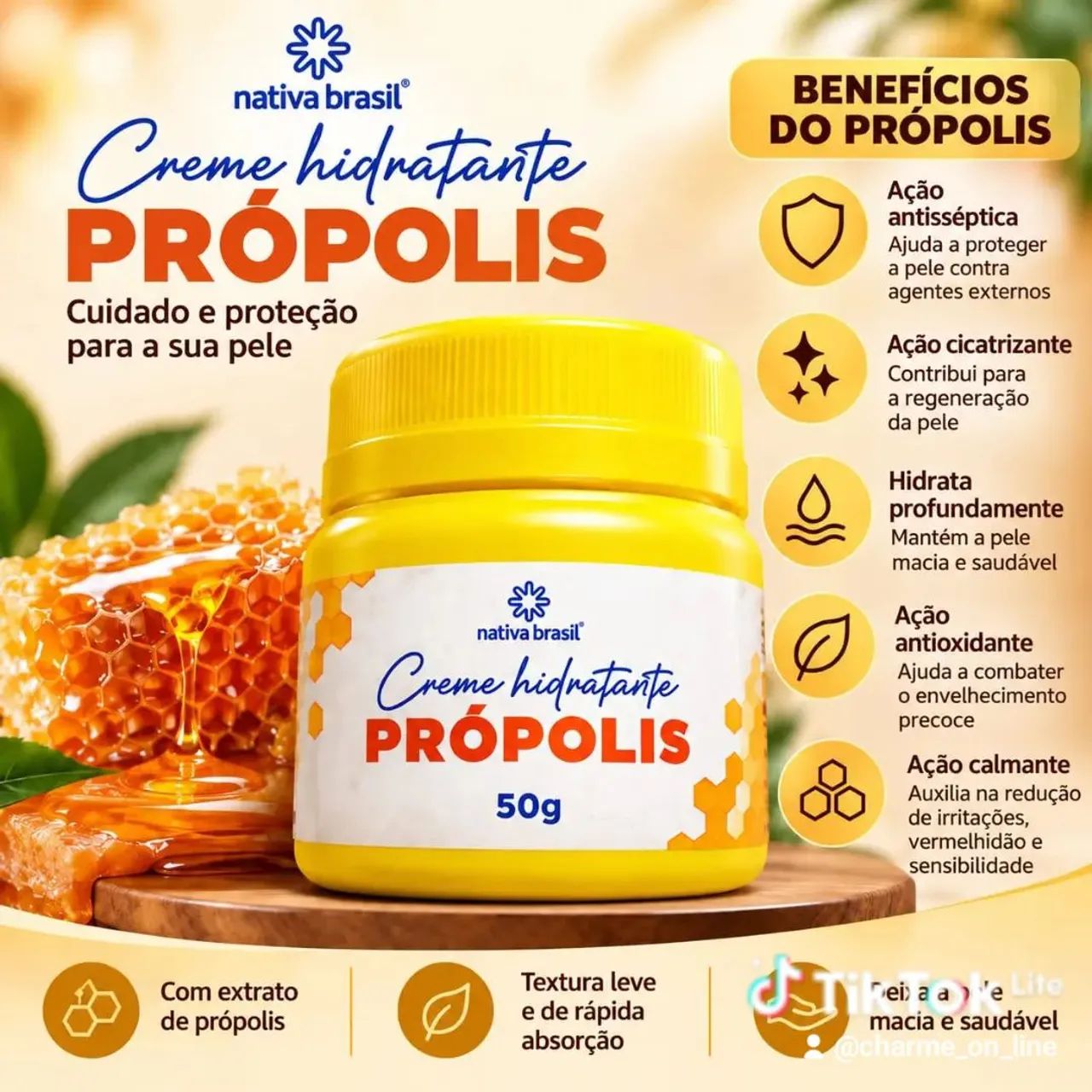 Creme hidratante própolis cuidado e proteção a sua pele  - Foto 2