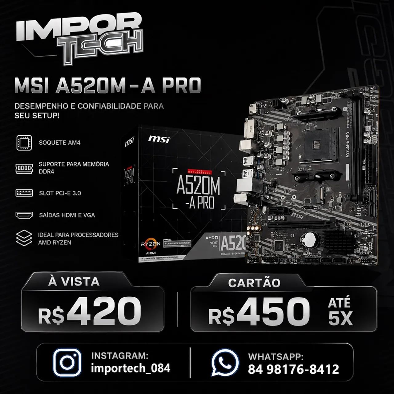 Placa-mãe Msi A520M-a Pro Am4.