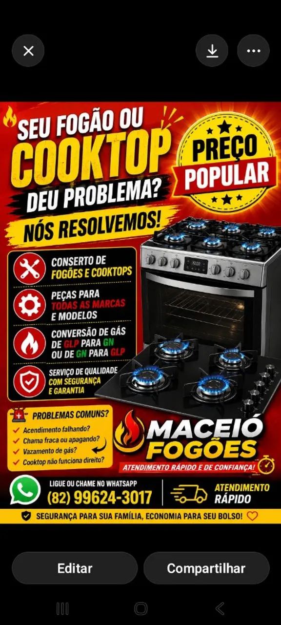 Conserto de fogões em Maceió - Preço popular
