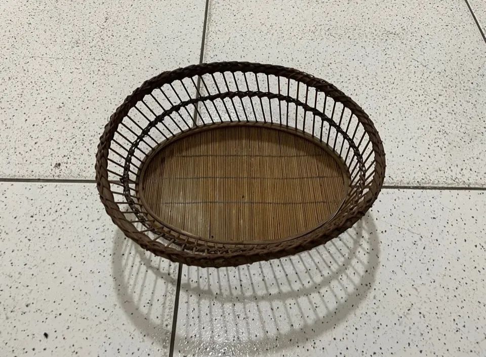 Cesto de Bambu Oval para Decoração