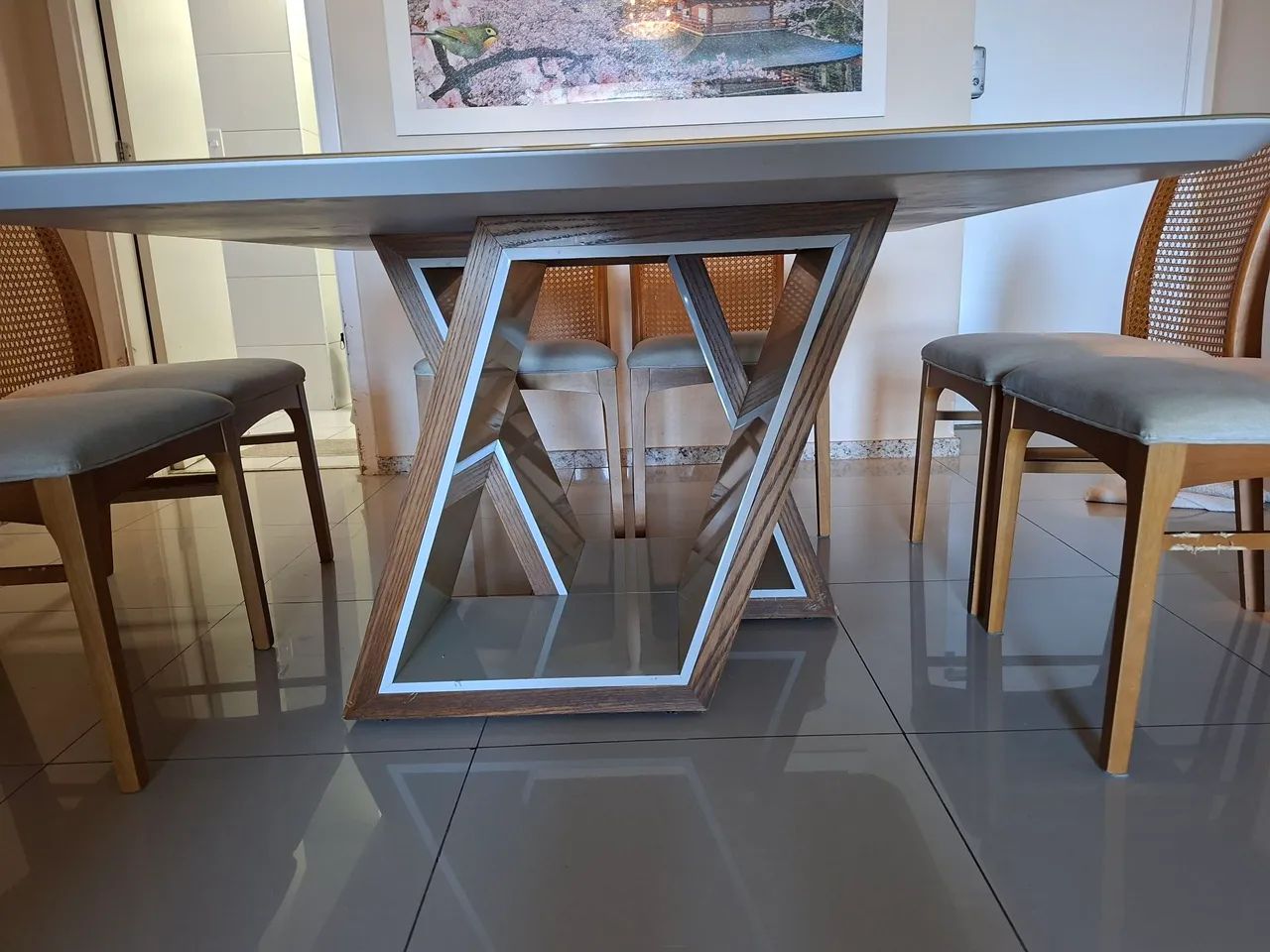 Mesa de jantar quadrada, 1,40 x 1,40 com 8 cadeiras - Foto 4