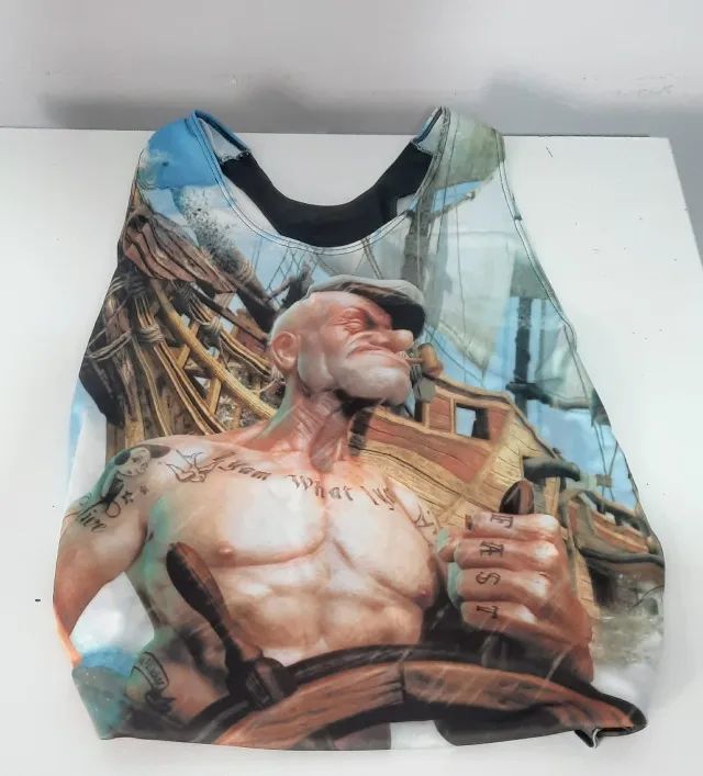 Regata Estampada Popeye Realista Tamanho M - Foto 3