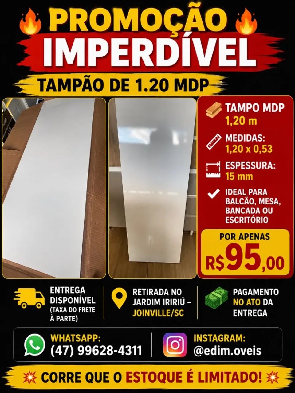 Tampo de 1.20 material Mdp novo!