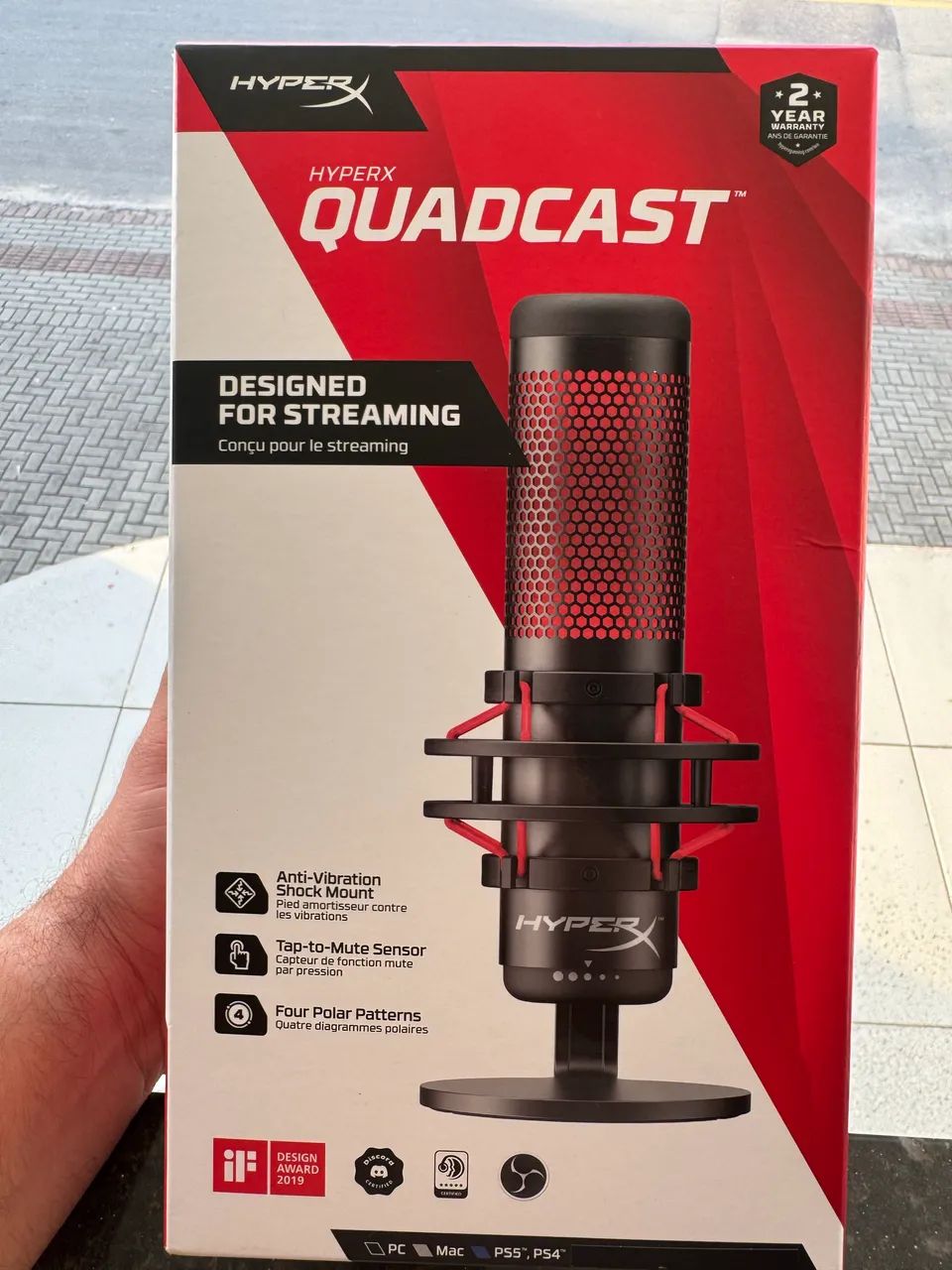 Microfone condensador USB para jogos HyperX QuadCast Red - Foto 5