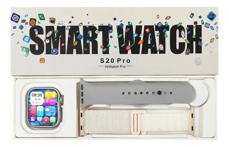 Relógio Smartwatch S20 45mm Com 2 Pulseiras BRANCO-PRATA - Foto 3
