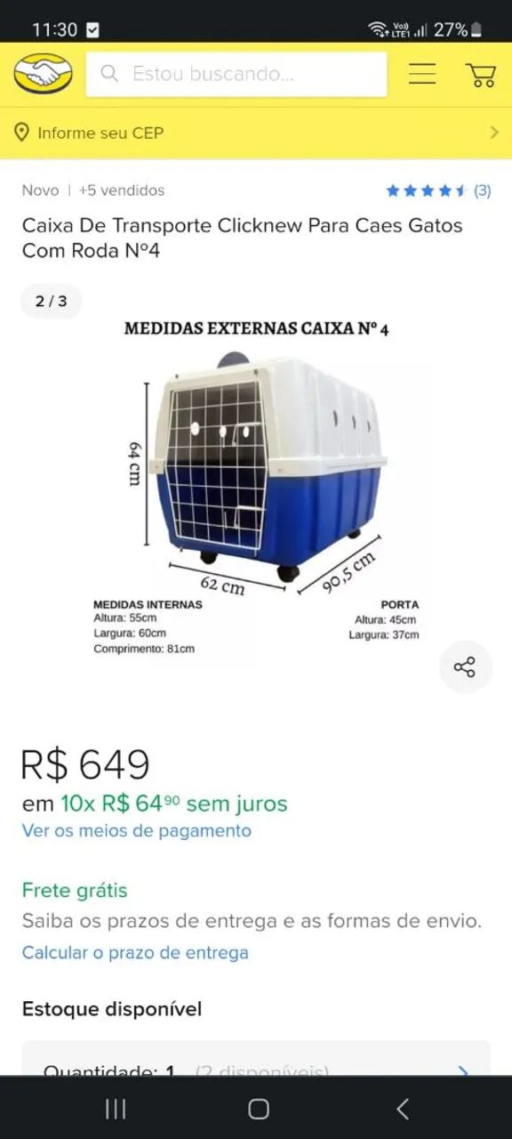 Caixa para transporte Click new N°4 (Cães e gatos) - Foto 3