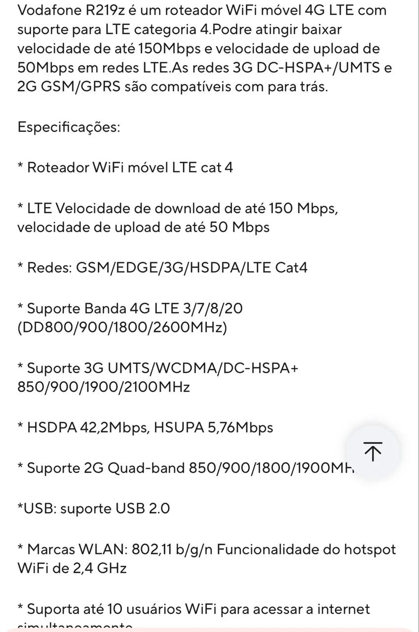 Roteador móvel Hotspot 4G R219Z Vodafone  - Foto 5