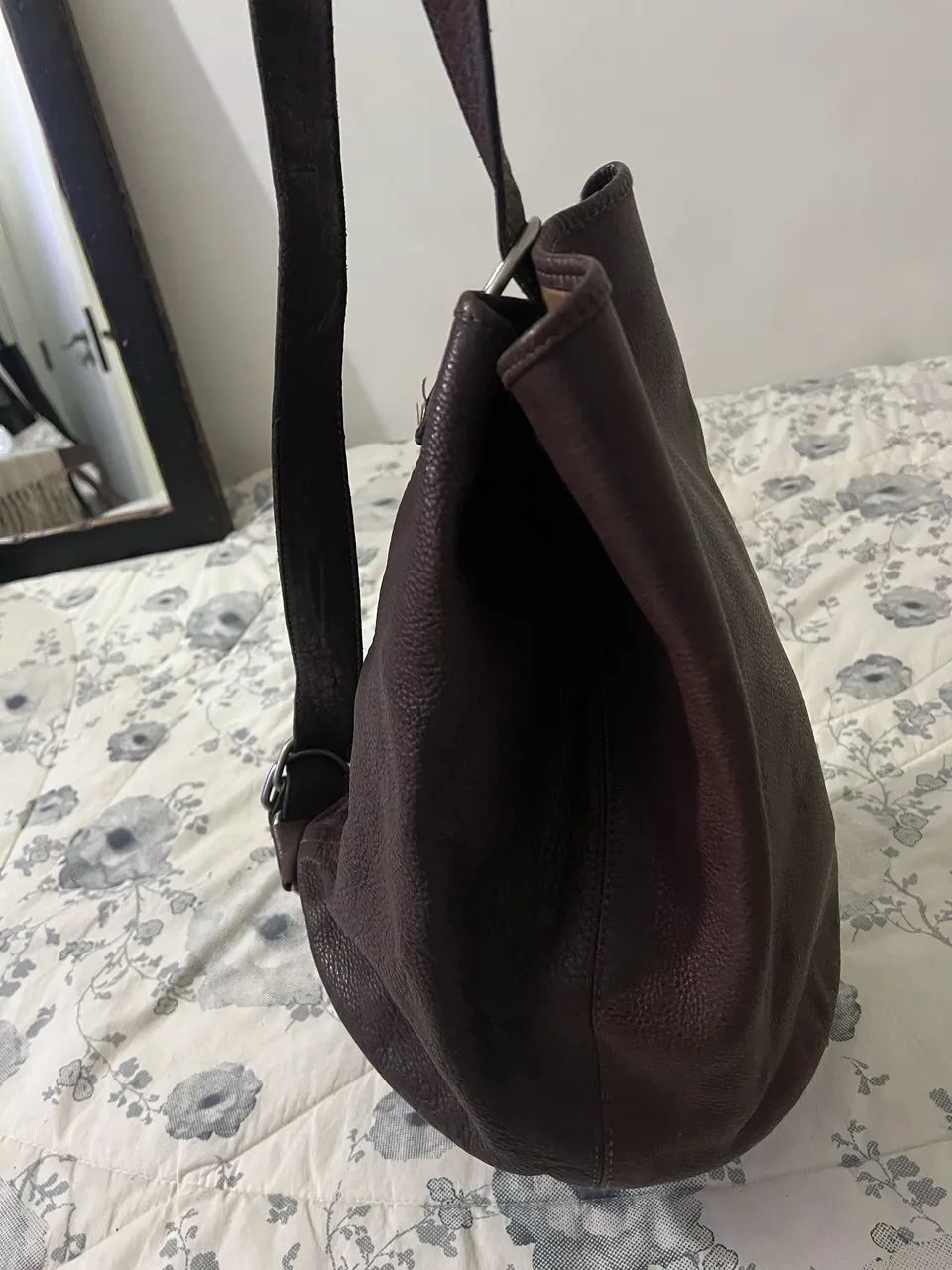 Bolsa de couro legítimo marrom