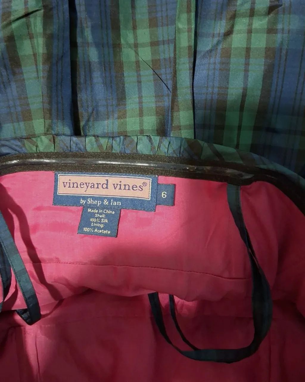 Vestido tomara que caia em seda xadrez Vineyard Vines - Foto 4