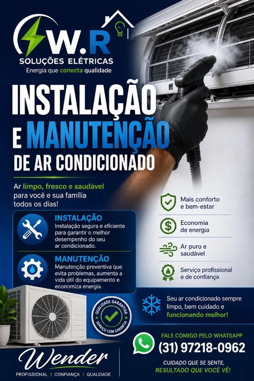 Venda instalação e manutenção de ar-condicionado.