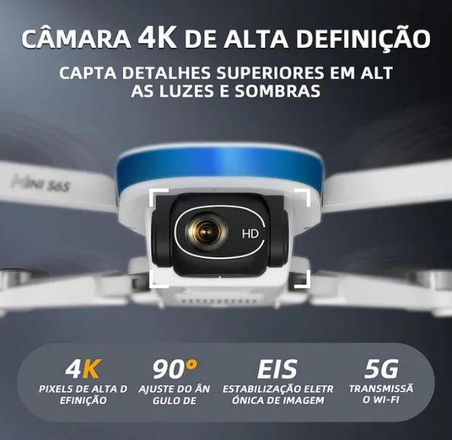 Drone S6S com Câmera 4K, GPS Integrado, Motor Brushless, Dobrável, Duas Baterias - Foto 3