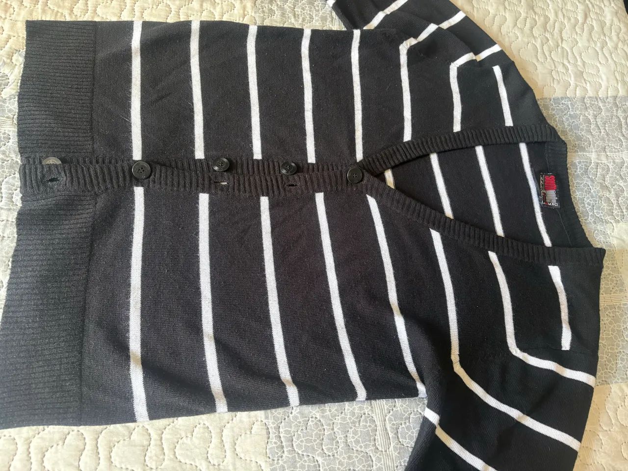 SUETER OLD MONEY PRETO COM BRANCO P - Foto 4