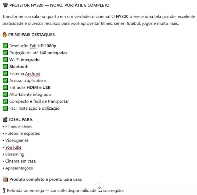 Projetor Hy320 Com Wifi Youtube e Netflix 145 Polegadas (Som de Fábrica) Novo com Garantia - Foto 2