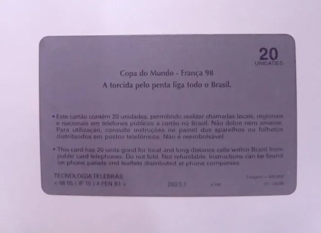 Cartão Telefônico Copa 1998 - Foto 4